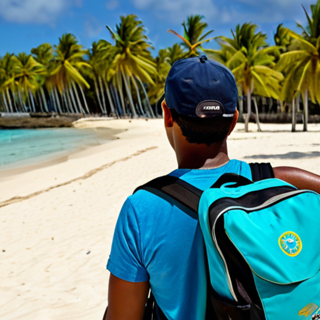 Protecting Valuables at the Beach**

Prompt: A fully clothed tourist, safe for work, is carefully securing a backpack with a lock onto a beach umbrella pole on a sunny Mauritius beach.  The beach is beautiful with turquoise water and palm trees in the background.  Several other fully clothed tourists are enjoying the beach in the distance.  Foreground focus on the locked backpack.  Indicate caution.  Perfect anatomy, correct proportions, professional, modest, family-friendly, appropriate content, high quality, no suggestive poses.

**