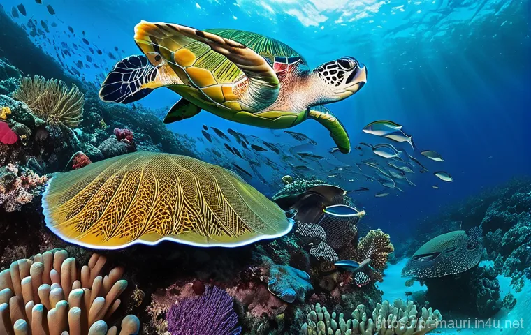 모리셔스 산호초 보호 - Vibrant Mauritian Coral Reef Ecosystem**
An exquisite underwater photograph capturing the breathtaki...
