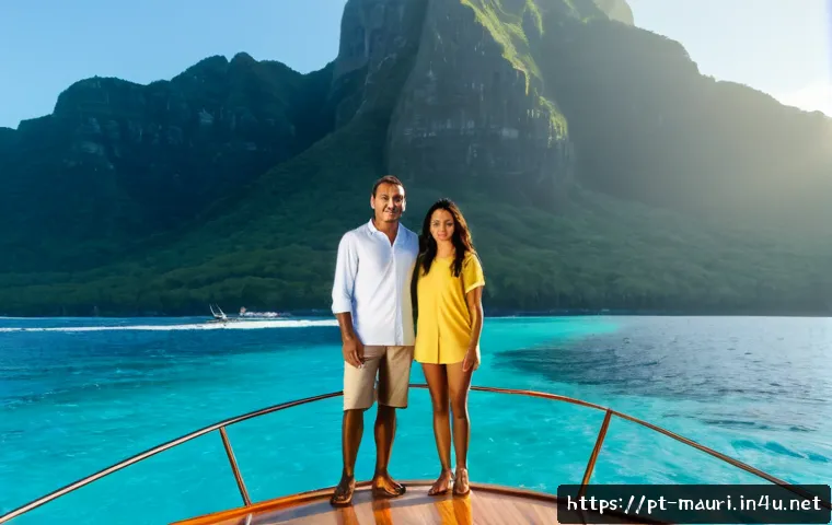 Home 17 모리셔스 요트 체험 - Photorealistic luxury yacht experience off the coast of Mauritius, a relaxed Portuguese-speaking cou...